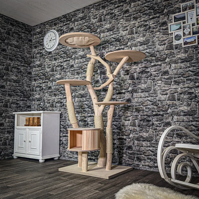 Naturkratzbaum 3305 Kratzbaum Natur Holz Design 175 cm hoch Katzenbaum