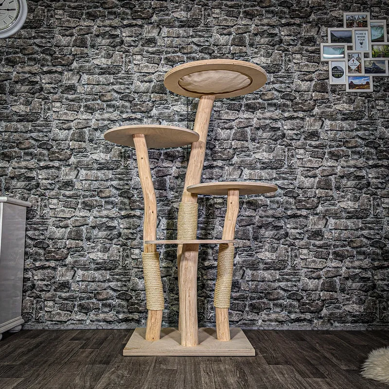 Naturkratzbaum 3304 Kratzbaum Natur Holz Design 145 cm hoch Katzenbaum