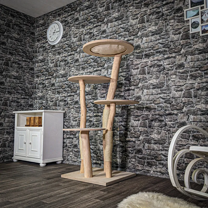 Naturkratzbaum 3304 Kratzbaum Natur Holz Design 145 cm hoch Katzenbaum