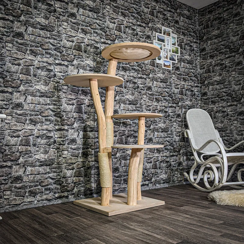Naturkratzbaum 3304 Kratzbaum Natur Holz Design 145 cm hoch Katzenbaum