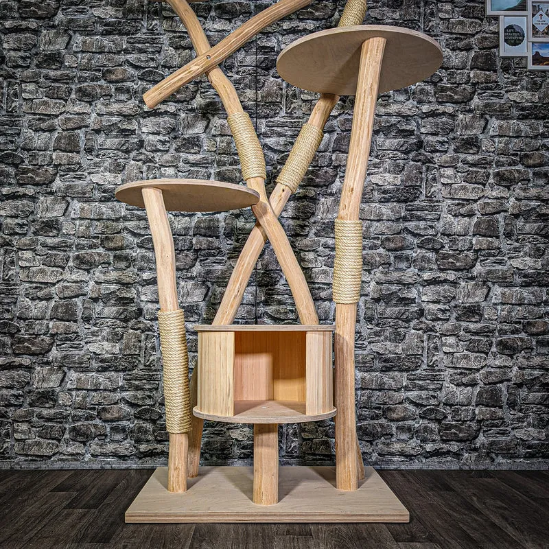 Naturkratzbaum 3303 Kratzbaum Natur Holz Design 194 cm hoch Katzenbaum
