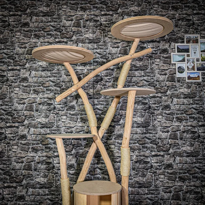 Naturkratzbaum 3303 Kratzbaum Natur Holz Design 194 cm hoch Katzenbaum