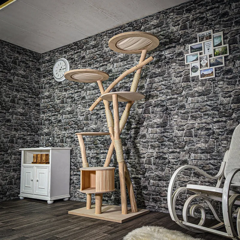 Naturkratzbaum 3303 Kratzbaum Natur Holz Design 194 cm hoch Katzenbaum