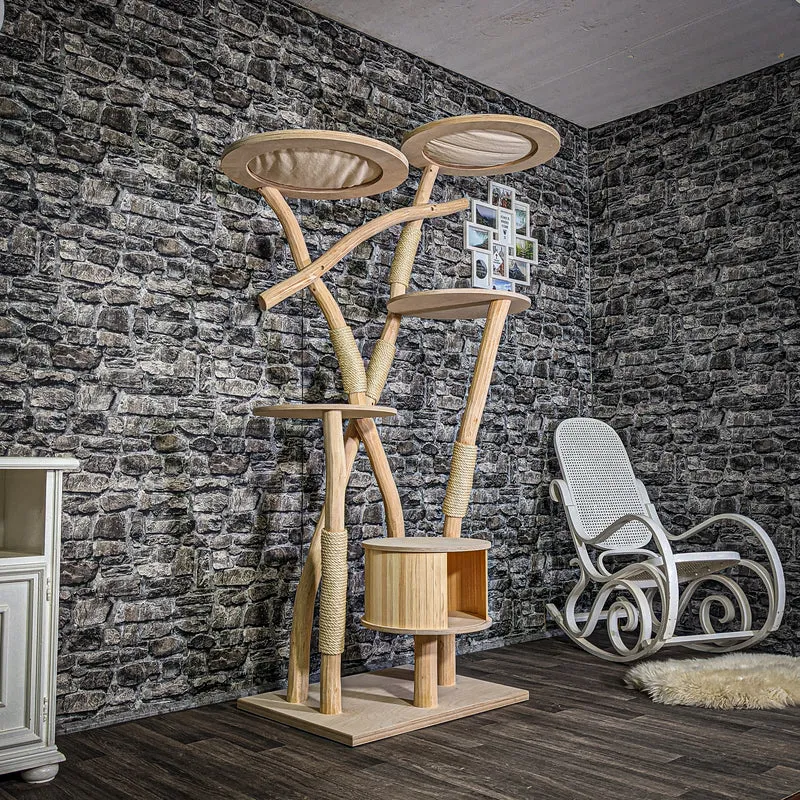 Naturkratzbaum 3303 Kratzbaum Natur Holz Design 194 cm hoch Katzenbaum