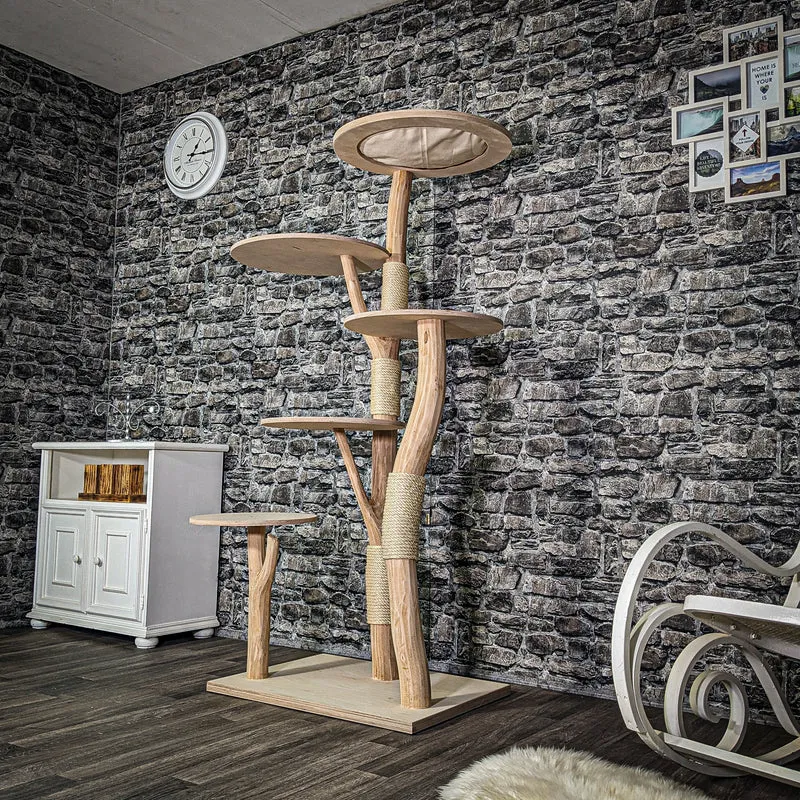 Naturkratzbaum 3302 Kratzbaum Natur Holz Design 175 cm hoch Katzenbaum