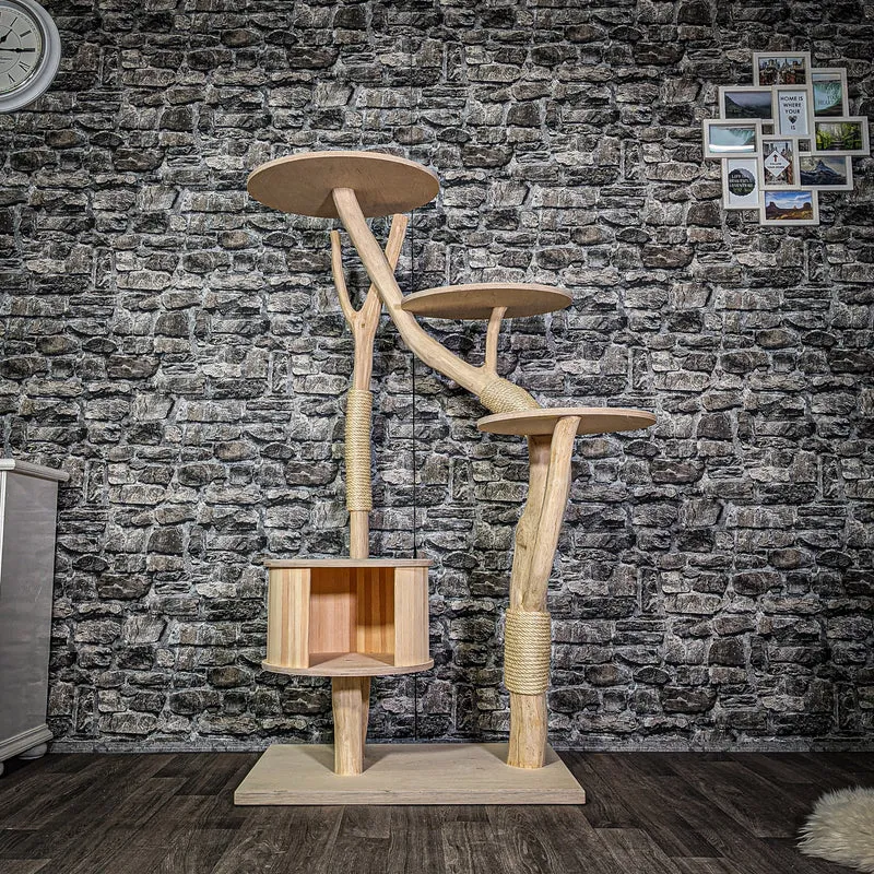Naturkratzbaum 3301 Kratzbaum Natur Holz Design 151 cm hoch Katzenbaum