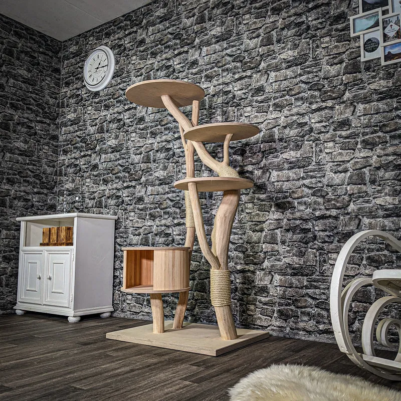 Naturkratzbaum 3301 Kratzbaum Natur Holz Design 151 cm hoch Katzenbaum