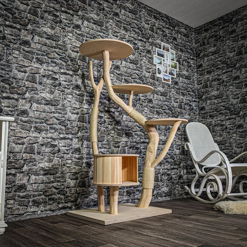 Naturkratzbaum 3301 Kratzbaum Natur Holz Design 151 cm hoch Katzenbaum