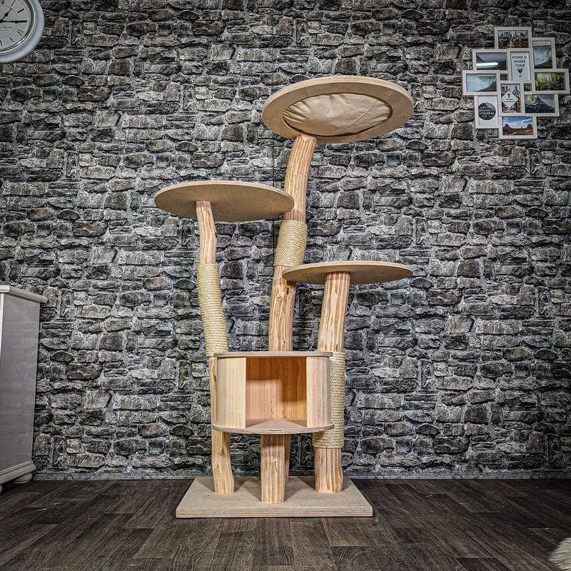 Naturkratzbaum 3295 Kratzbaum Natur Holz Design 145 cm hoch Katzenbaum