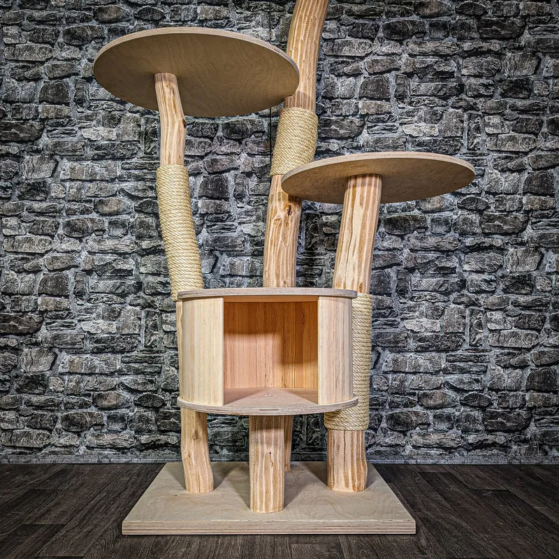 Naturkratzbaum 3295 Kratzbaum Natur Holz Design 145 cm hoch Katzenbaum