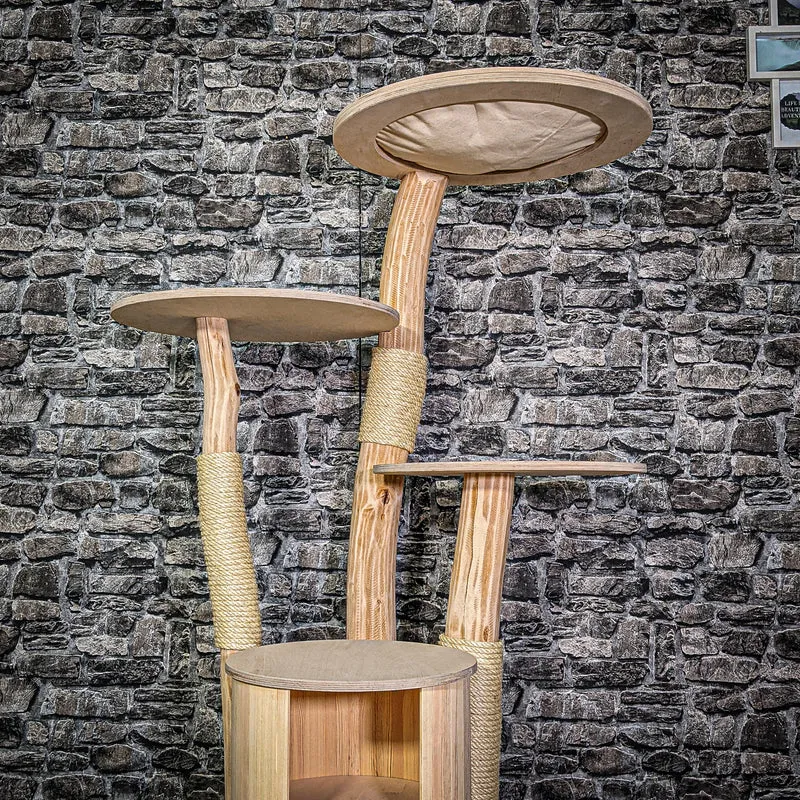 Naturkratzbaum 3295 Kratzbaum Natur Holz Design 145 cm hoch Katzenbaum