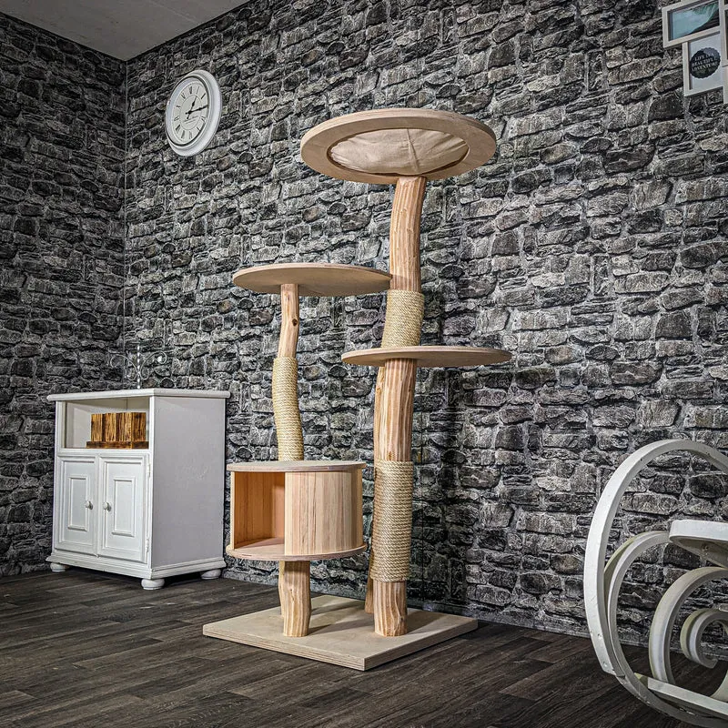Naturkratzbaum 3295 Kratzbaum Natur Holz Design 145 cm hoch Katzenbaum