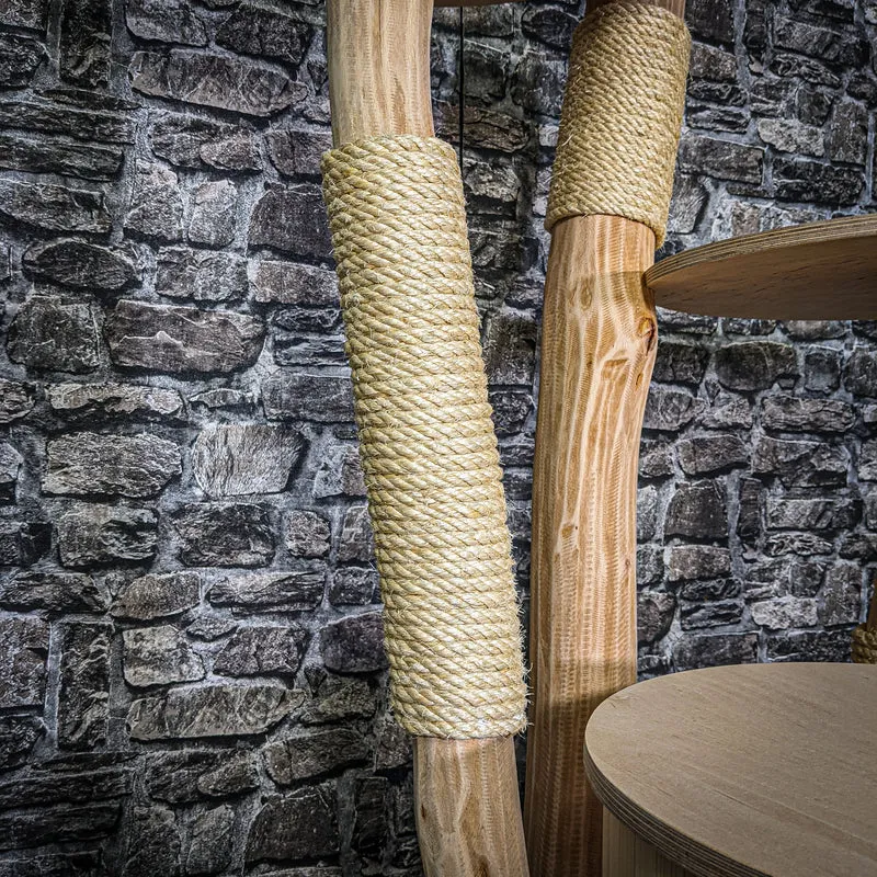 Naturkratzbaum 3295 Kratzbaum Natur Holz Design 145 cm hoch Katzenbaum