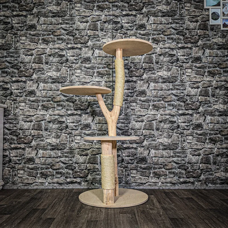 Naturkratzbaum 3293 Kratzbaum Natur Holz Design 121 cm hoch Katzenbaum