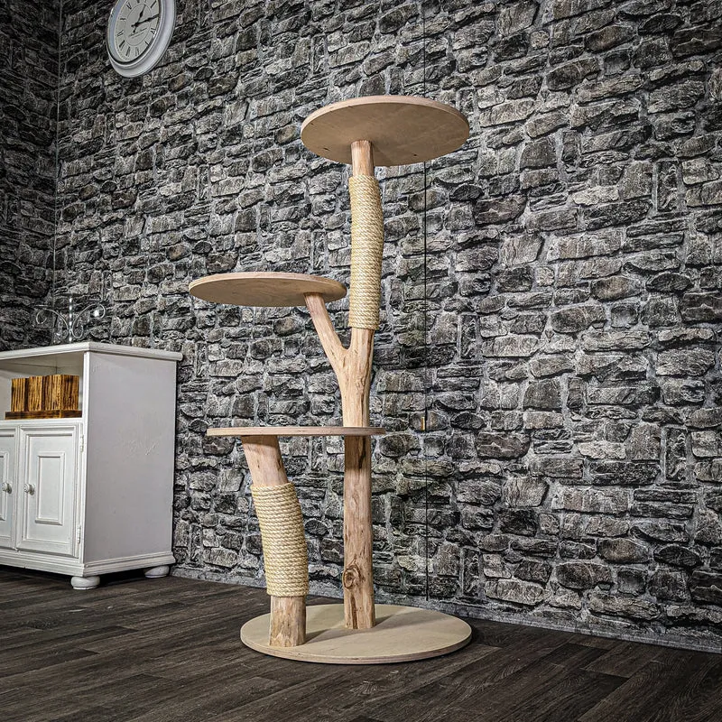 Naturkratzbaum 3293 Kratzbaum Natur Holz Design 121 cm hoch Katzenbaum