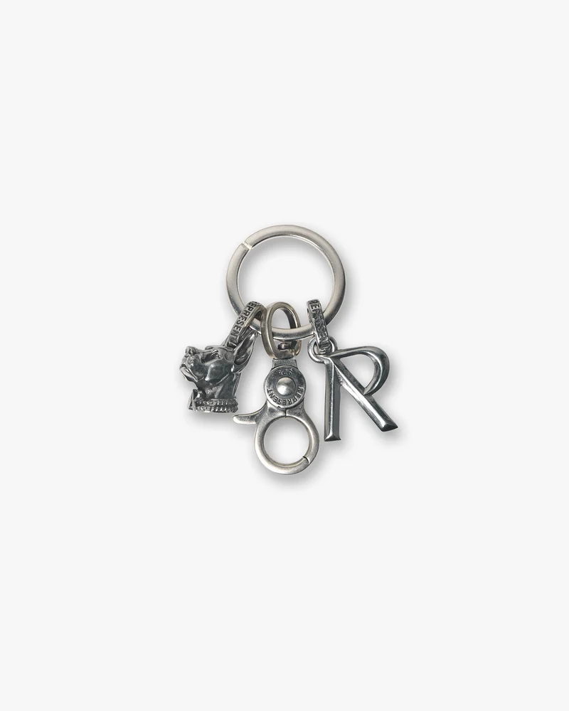 Doberman Initial Key Chain - Silver