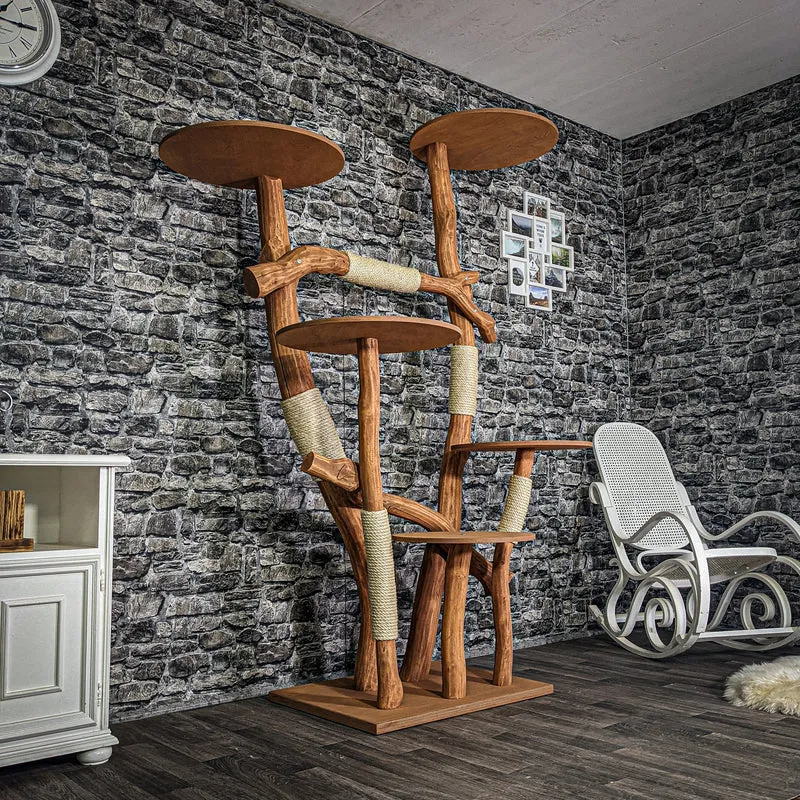 Outdoor Naturkratzbaum 3292 Kratzbaum Natur Holz Design 206 cm hoch Katzenbaum