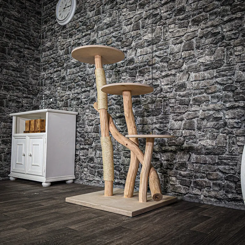 Naturkratzbaum 3291 Kratzbaum Natur Holz Design 119 cm hoch Katzenbaum