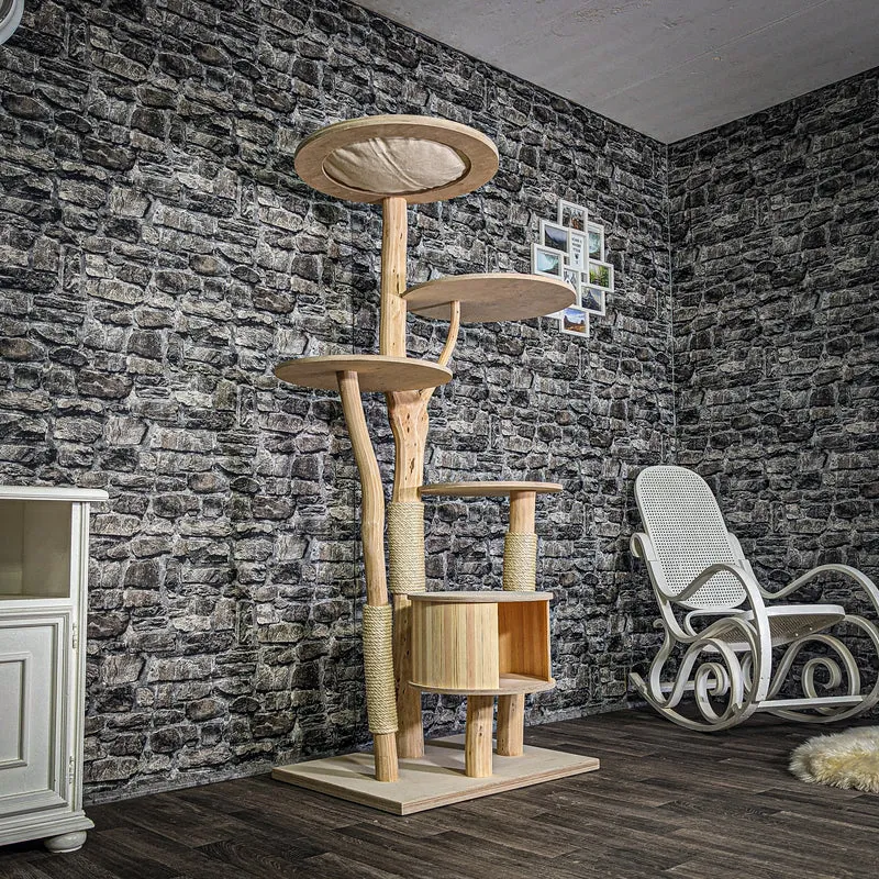 Naturkratzbaum 3290 Kratzbaum Natur Holz Design 174 cm hoch Katzenbaum
