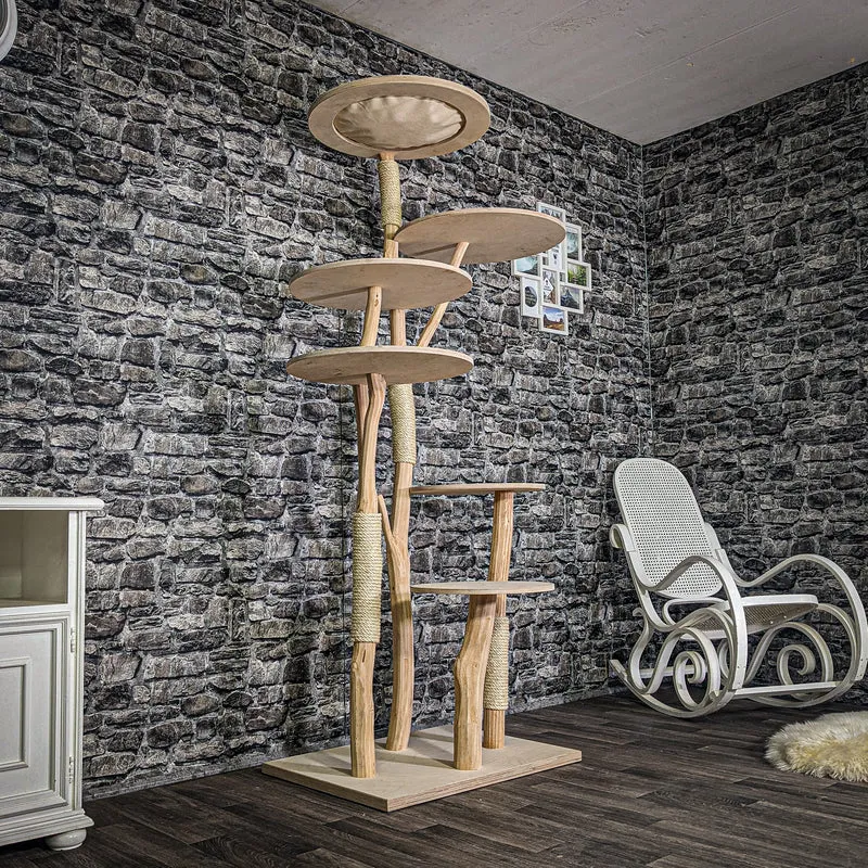 Naturkratzbaum 3289 Kratzbaum Natur Holz Design 200 cm hoch Katzenbaum
