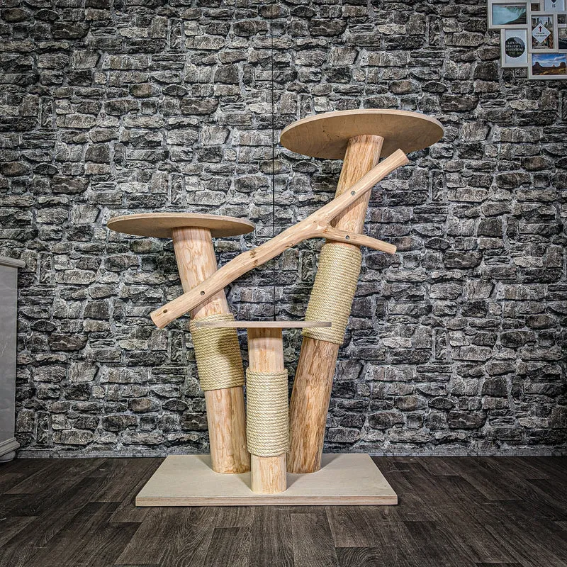 Naturkratzbaum 3287 Kratzbaum Natur Holz Design 117 cm hoch Katzenbaum