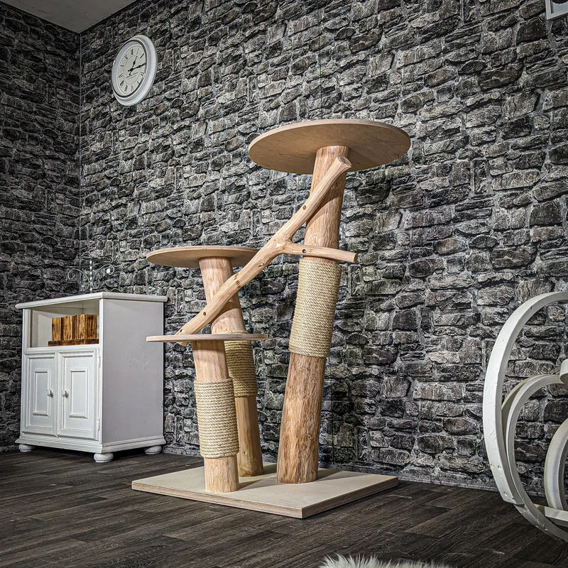Naturkratzbaum 3287 Kratzbaum Natur Holz Design 117 cm hoch Katzenbaum