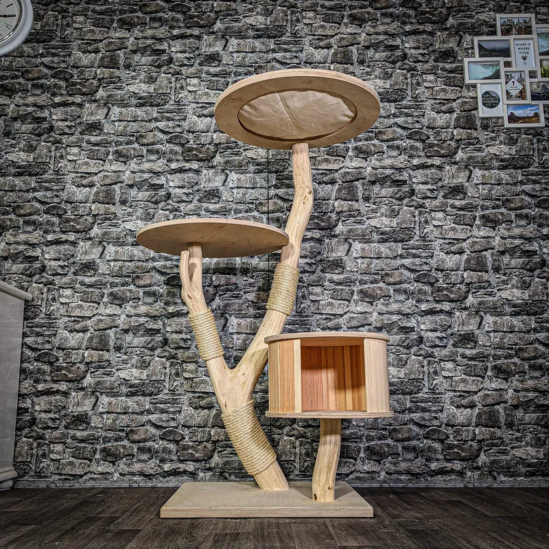 Naturkratzbaum 3286 Kratzbaum Natur Holz Design 134 cm hoch Katzenbaum