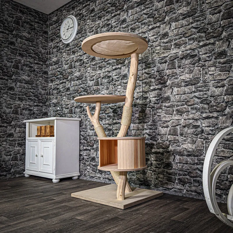 Naturkratzbaum 3286 Kratzbaum Natur Holz Design 134 cm hoch Katzenbaum
