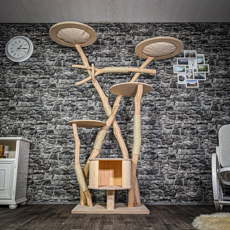 Naturkratzbaum 3285 Kratzbaum Natur Holz Design 205 cm hoch Katzenbaum