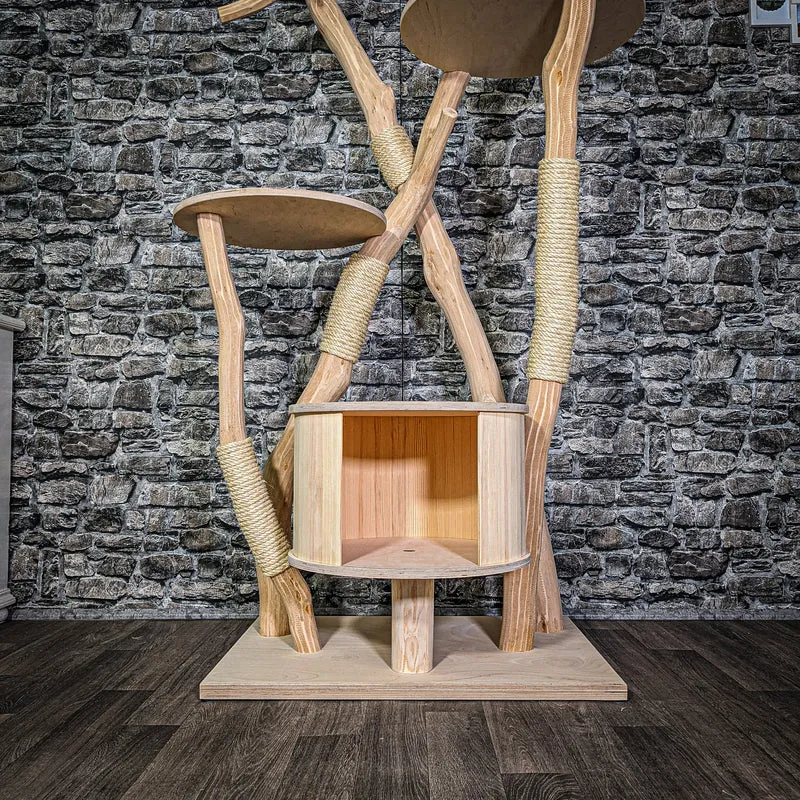 Naturkratzbaum 3285 Kratzbaum Natur Holz Design 205 cm hoch Katzenbaum