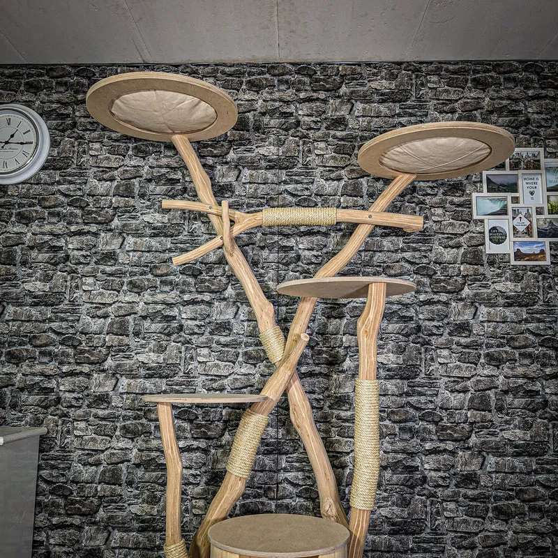 Naturkratzbaum 3285 Kratzbaum Natur Holz Design 205 cm hoch Katzenbaum