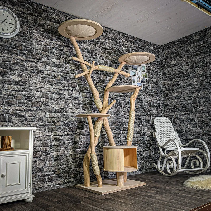 Naturkratzbaum 3285 Kratzbaum Natur Holz Design 205 cm hoch Katzenbaum