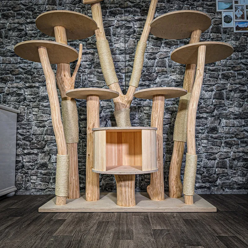 Naturkratzbaum 3283 Kratzbaum Natur Holz Design 201 cm hoch Katzenbaum