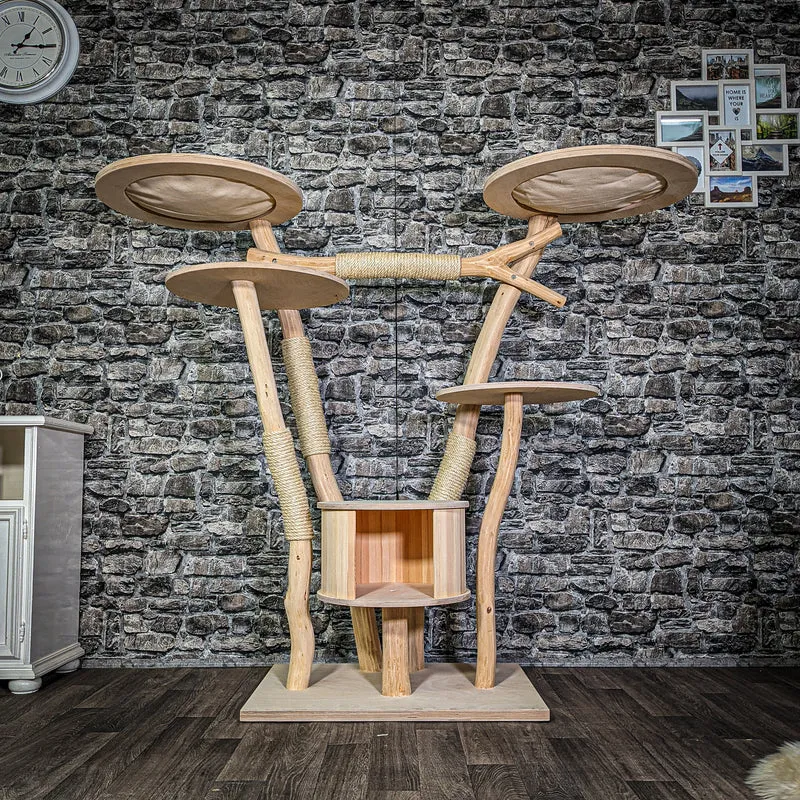 Naturkratzbaum 3282 Kratzbaum Natur Holz Design 142 cm hoch Katzenbaum