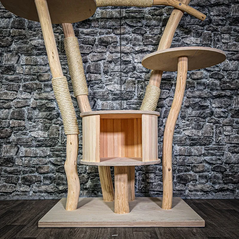 Naturkratzbaum 3282 Kratzbaum Natur Holz Design 142 cm hoch Katzenbaum