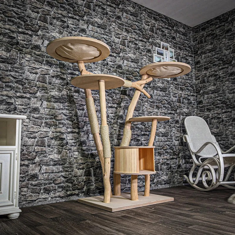 Naturkratzbaum 3282 Kratzbaum Natur Holz Design 142 cm hoch Katzenbaum
