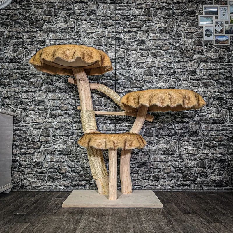 Naturkratzbaum 3280 Kratzbaum Natur Holz Design 124 cm hoch Katzenbaum