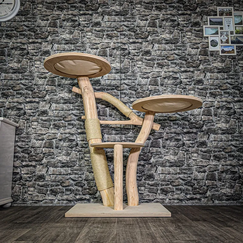Naturkratzbaum 3280 Kratzbaum Natur Holz Design 124 cm hoch Katzenbaum