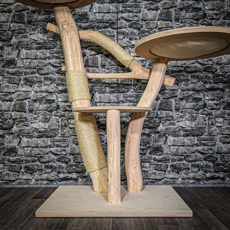 Naturkratzbaum 3280 Kratzbaum Natur Holz Design 124 cm hoch Katzenbaum
