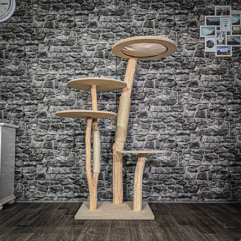 Naturkratzbaum 3277 Kratzbaum Natur Holz Design 146 cm hoch Katzenbaum