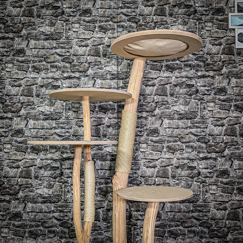 Naturkratzbaum 3277 Kratzbaum Natur Holz Design 146 cm hoch Katzenbaum