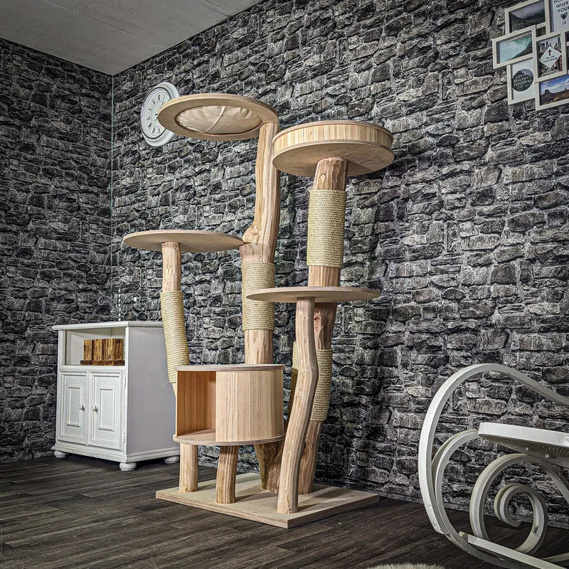 Naturkratzbaum 3275 Kratzbaum Natur Holz Design 175 cm hoch Katzenbaum
