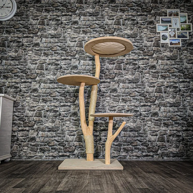 Naturkratzbaum 3274 Kratzbaum Natur Holz Design 136 cm hoch Katzenbaum