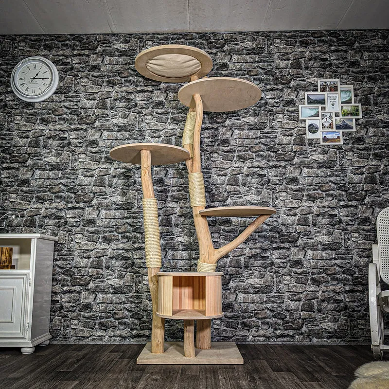 Naturkratzbaum 3272 Kratzbaum Natur Holz Design 207 cm hoch Katzenbaum