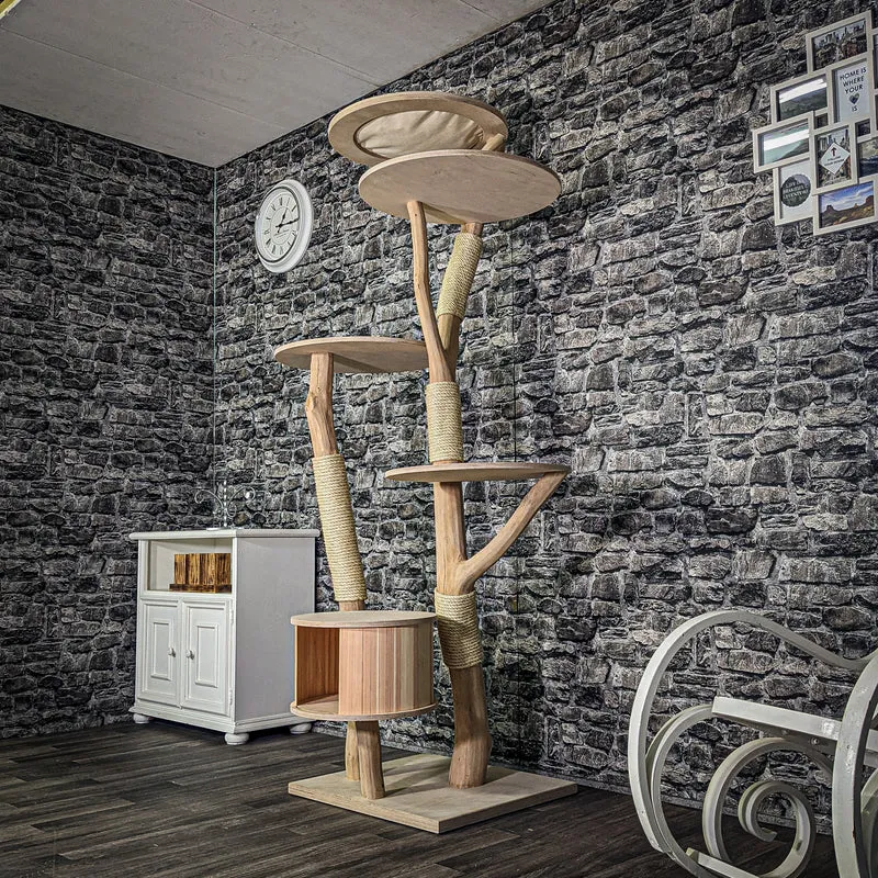 Naturkratzbaum 3272 Kratzbaum Natur Holz Design 207 cm hoch Katzenbaum