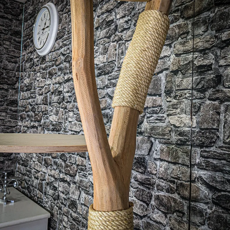 Naturkratzbaum 3272 Kratzbaum Natur Holz Design 207 cm hoch Katzenbaum
