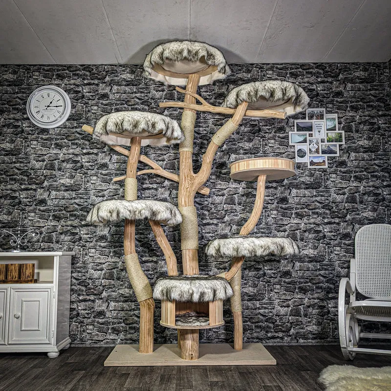 Naturkratzbaum 3269 Kratzbaum Natur Holz Design 233 cm hoch Katzenbaum