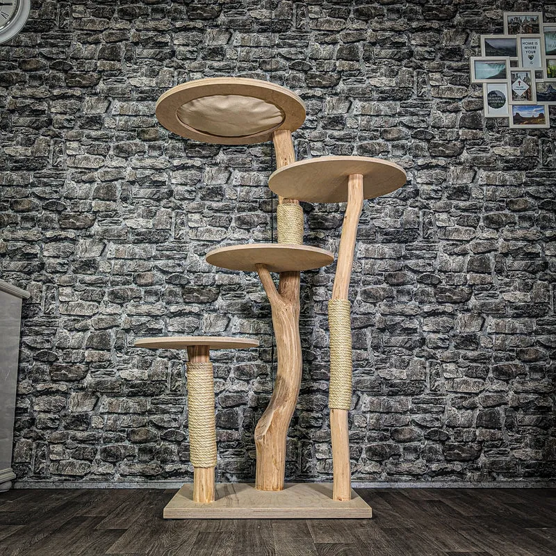 Naturkratzbaum 3267 Kratzbaum Natur Holz Design 144 cm hoch Katzenbaum