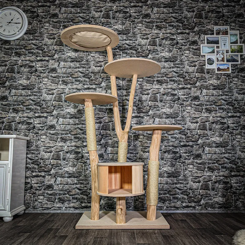 Naturkratzbaum 3265 Kratzbaum Natur Holz Design 175 cm hoch Katzenbaum