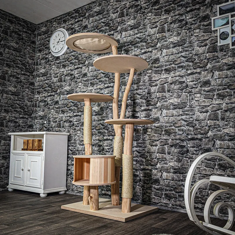 Naturkratzbaum 3265 Kratzbaum Natur Holz Design 175 cm hoch Katzenbaum